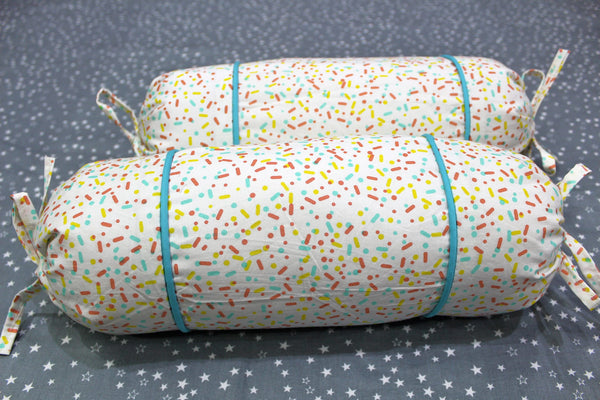 MELANGE 100% Cotton Baby Bolster Cover (with Bolster Insert), Multicolor