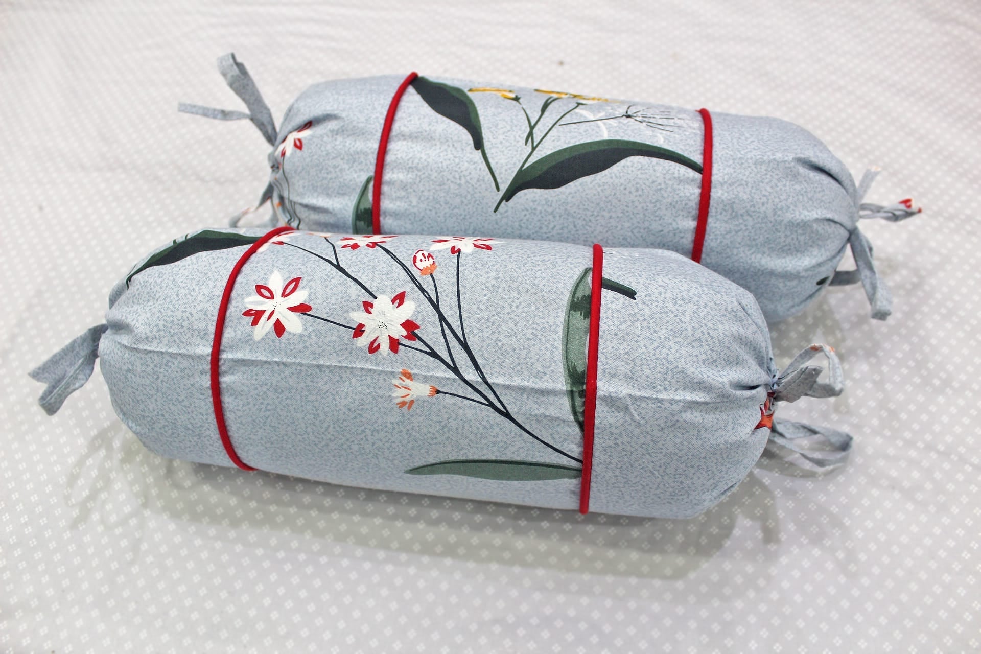 MELANGE 100% Cotton Baby Bolster Cover (with Bolster Insert), Grey