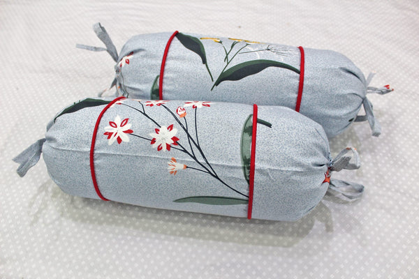 MELANGE 100% Cotton Baby Bolster Cover (with Bolster Insert), Grey