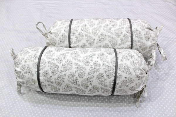 MELANGE 100% Cotton Baby Bolster Cover (with Bolster Insert), Grey