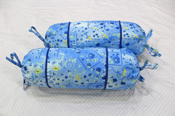 MELANGE 100% Cotton Baby Bolster Cover (with Bolster Insert), Blue