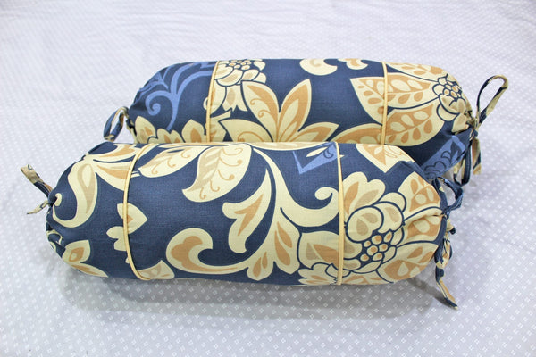 MELANGE 100% Cotton Baby Bolster Cover (with Bolster Insert), Blue