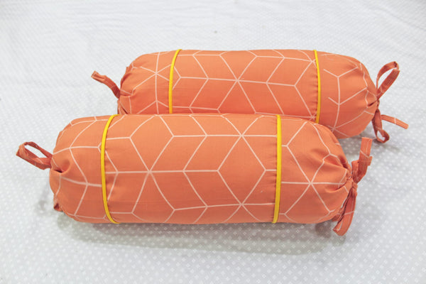 MELANGE 100% Cotton Baby Bolster Cover (with Bolster Insert), Orange