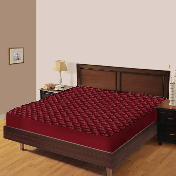AURAVE Premium Fitted Water Proof Mattress Protector - Maroon