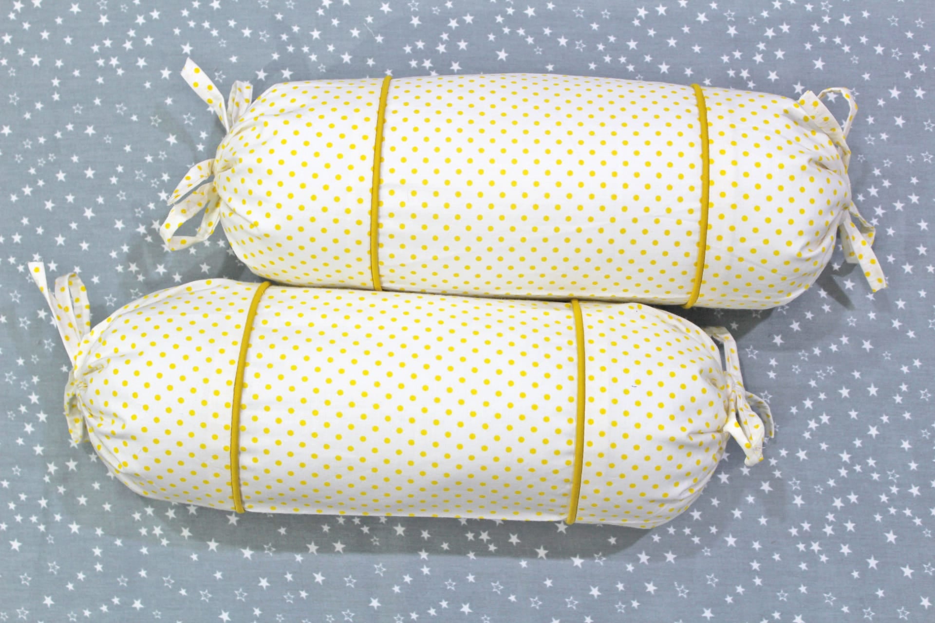MELANGE 100% Cotton Baby Bolster Cover (with Bolster Insert), Yellow