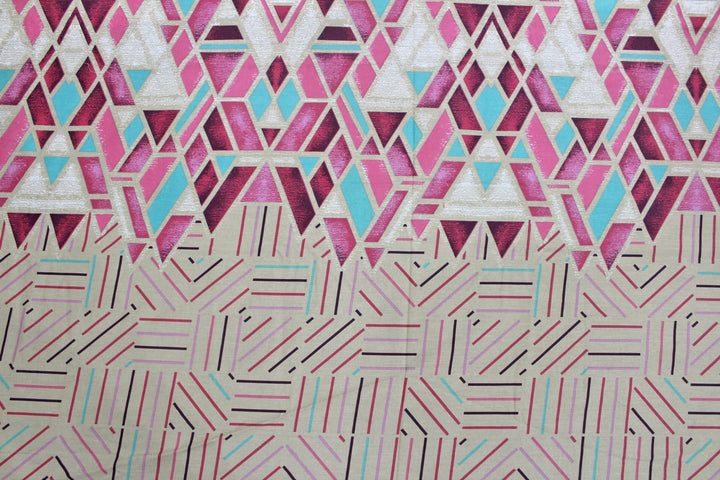 Soft Geometrical Print 250 TC Fitted Bedsheet In Magenta At Best Prices