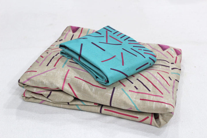 Soft Geometrical Print 250 TC Fitted Bedsheet In Magenta At Best Prices