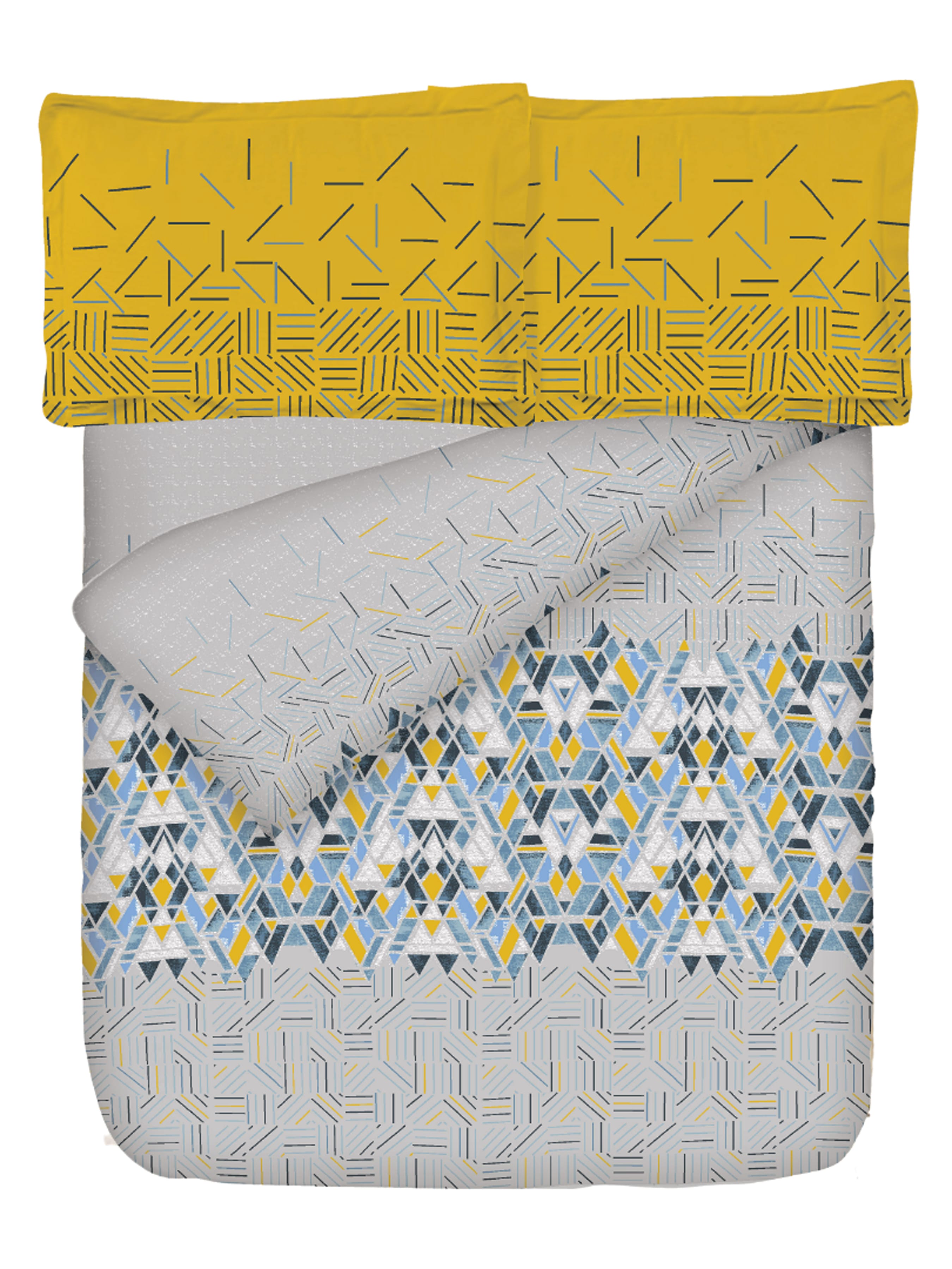 Soft Geometrical Print 250 TC Fitted Bedsheet In Blue At Best Prices