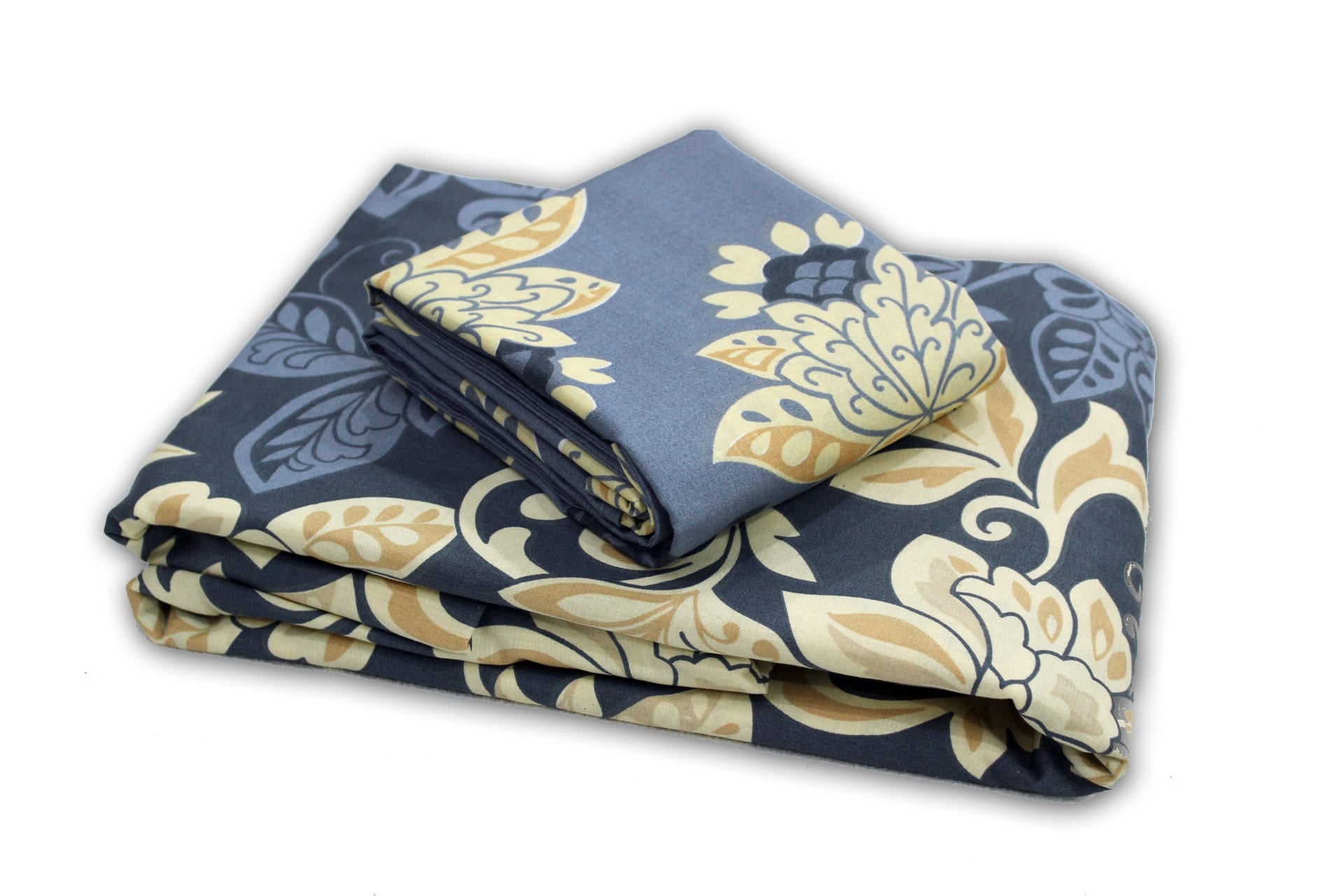 Printed Floral Cotton 250 TC Fitted Bedsheet - Blue