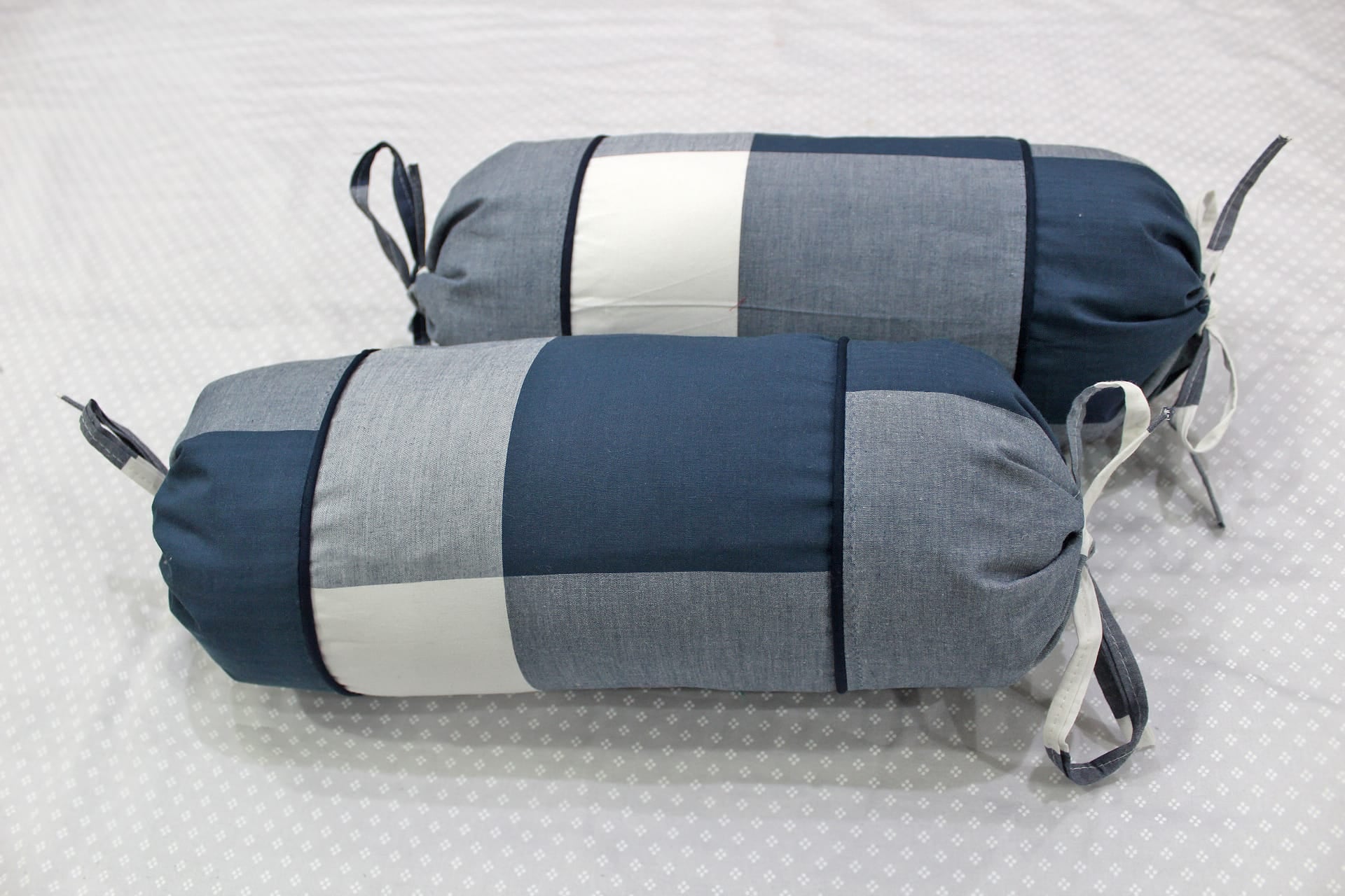 MELANGE 100% Cotton Baby Bolster Cover (with Bolster Insert), Blue
