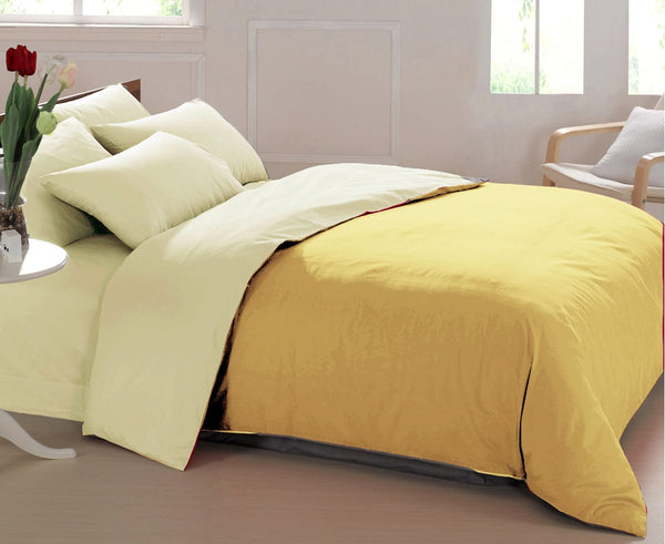 Plain 400 TC Luxurious Cotton Satin Duvet Cover in Cream & Gold online in India