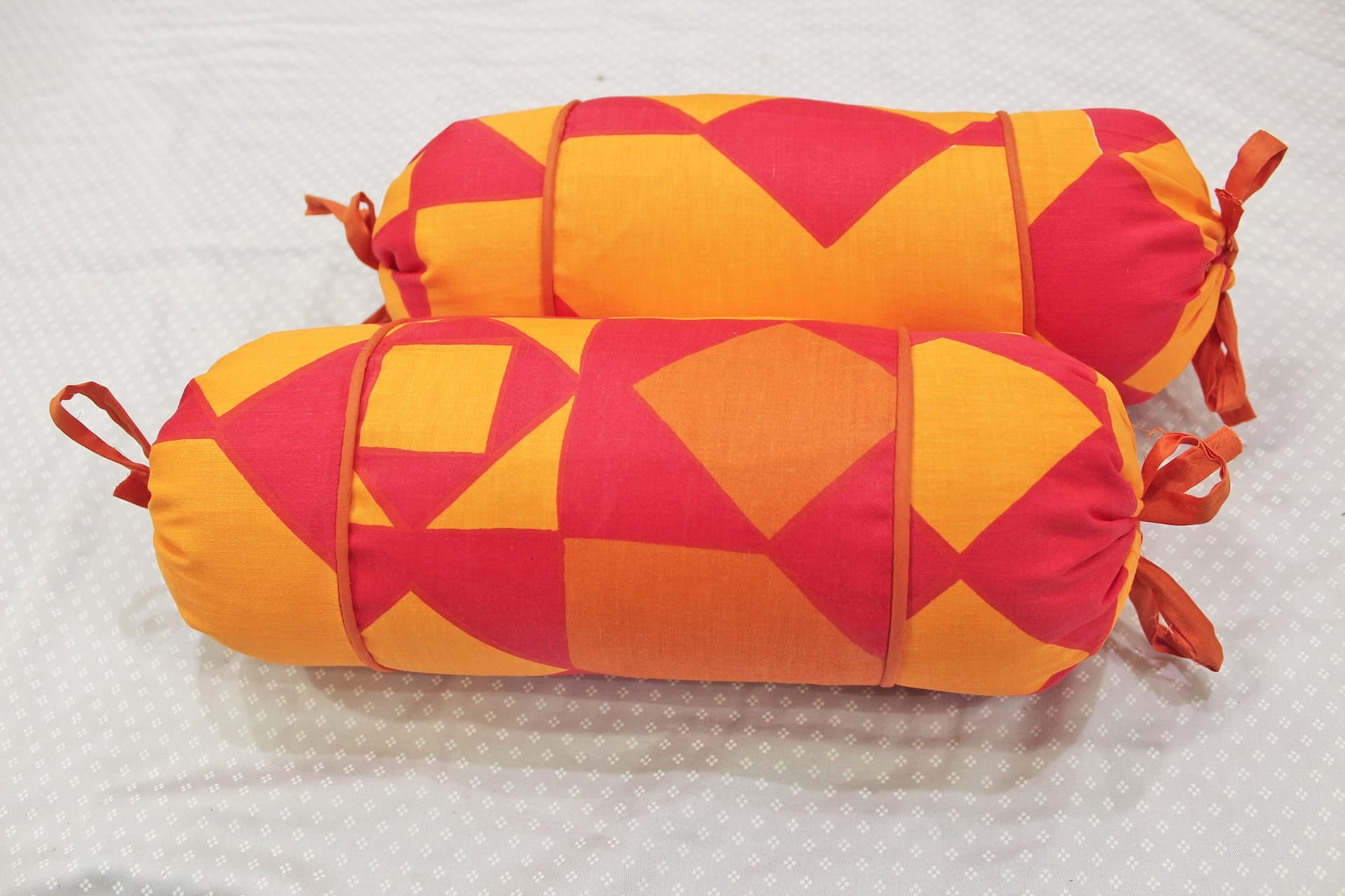 MELANGE 100% Cotton Baby Bolster Cover (with Bolster Insert), Orange