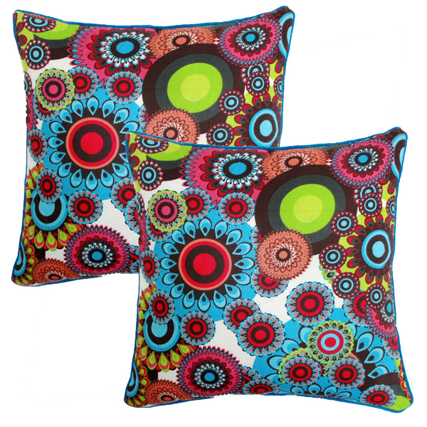 Quartz Printed Floral Cotton Cushion Cover - Multi Color