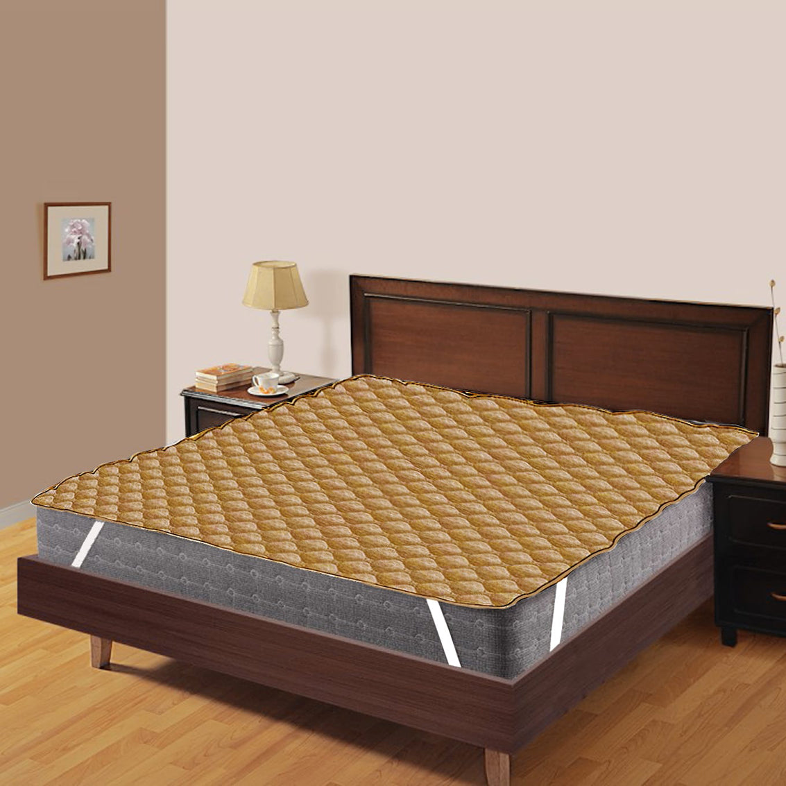 Mustard Elasticated Quilted Water Proof Mattress Protector online in India