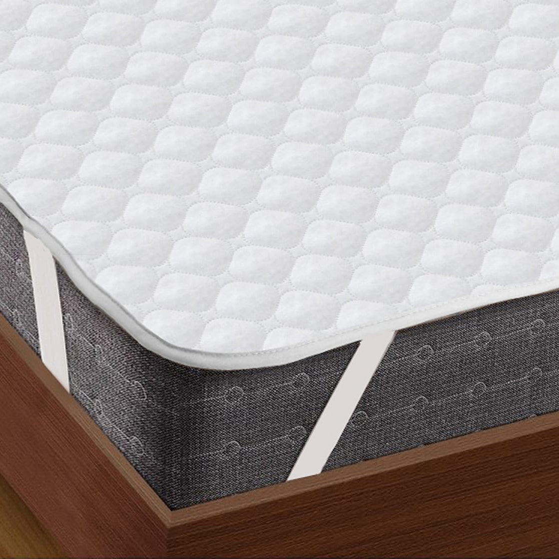 White Elasticated Quilted Water Proof Mattress Protector online in India 