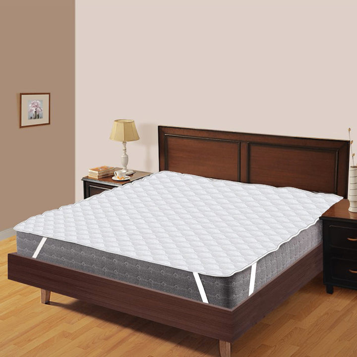 White Elasticated Quilted Water Proof Mattress Protector online in India 