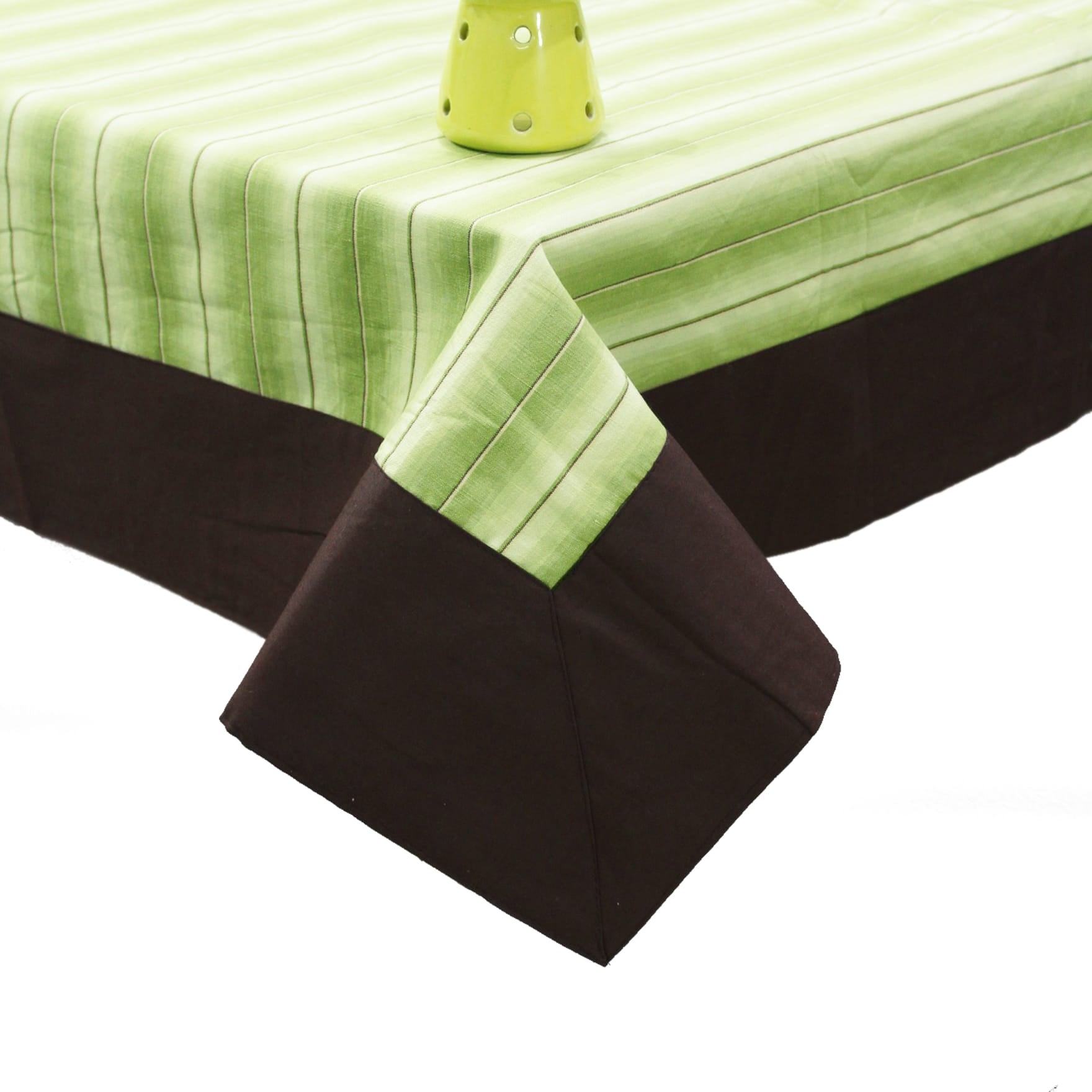 Alpha Green Woven Cotton Stripes Table Cover(1 Pc) online in India