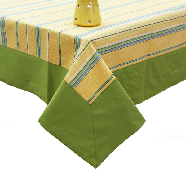 ALPHA Woven Cotton Stripes 1 Pc Table Cover - Green