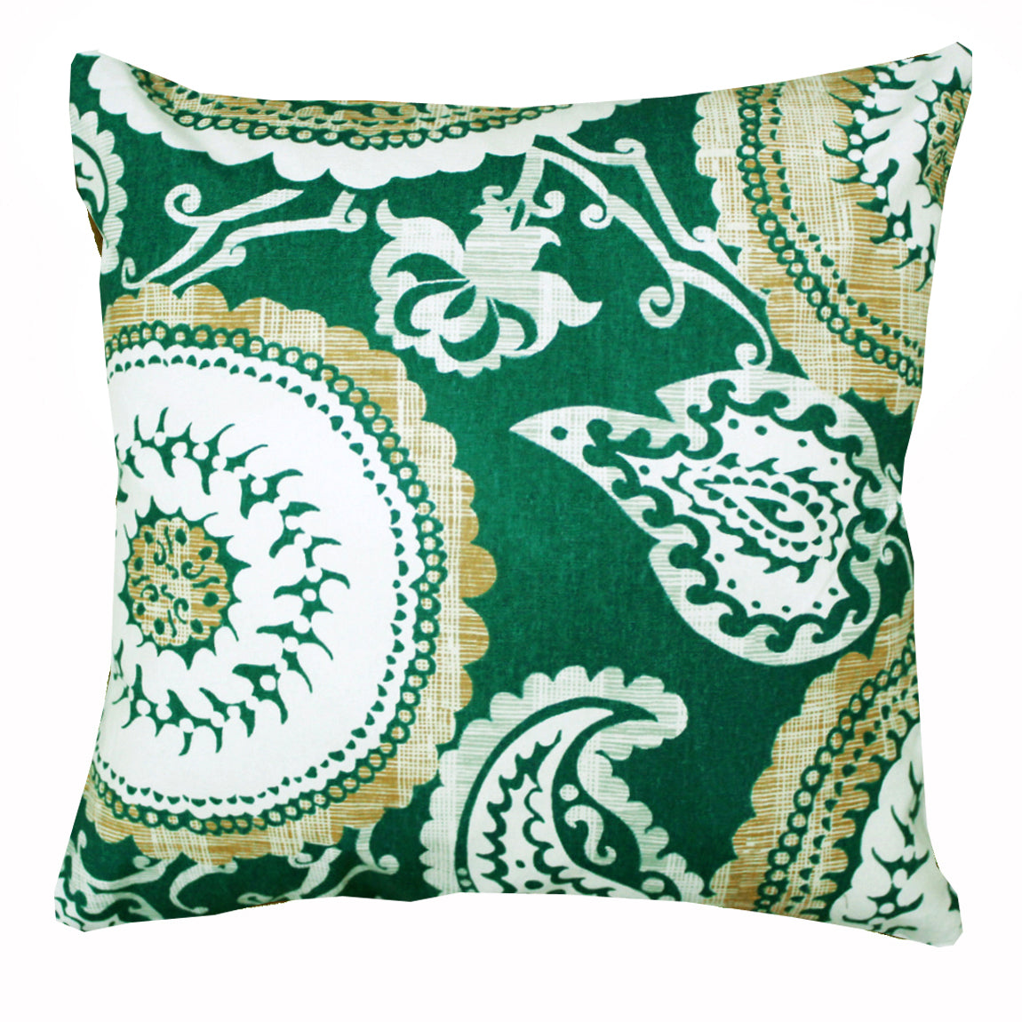 Quartz Printed Floral  Cotton Cushion Cover - Green