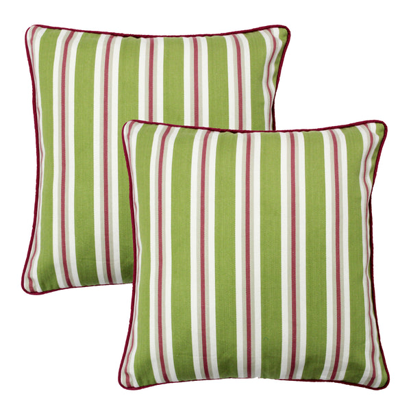 ALPHA Woven Cotton Stripes 2 Pcs Cushion Cover set - Green