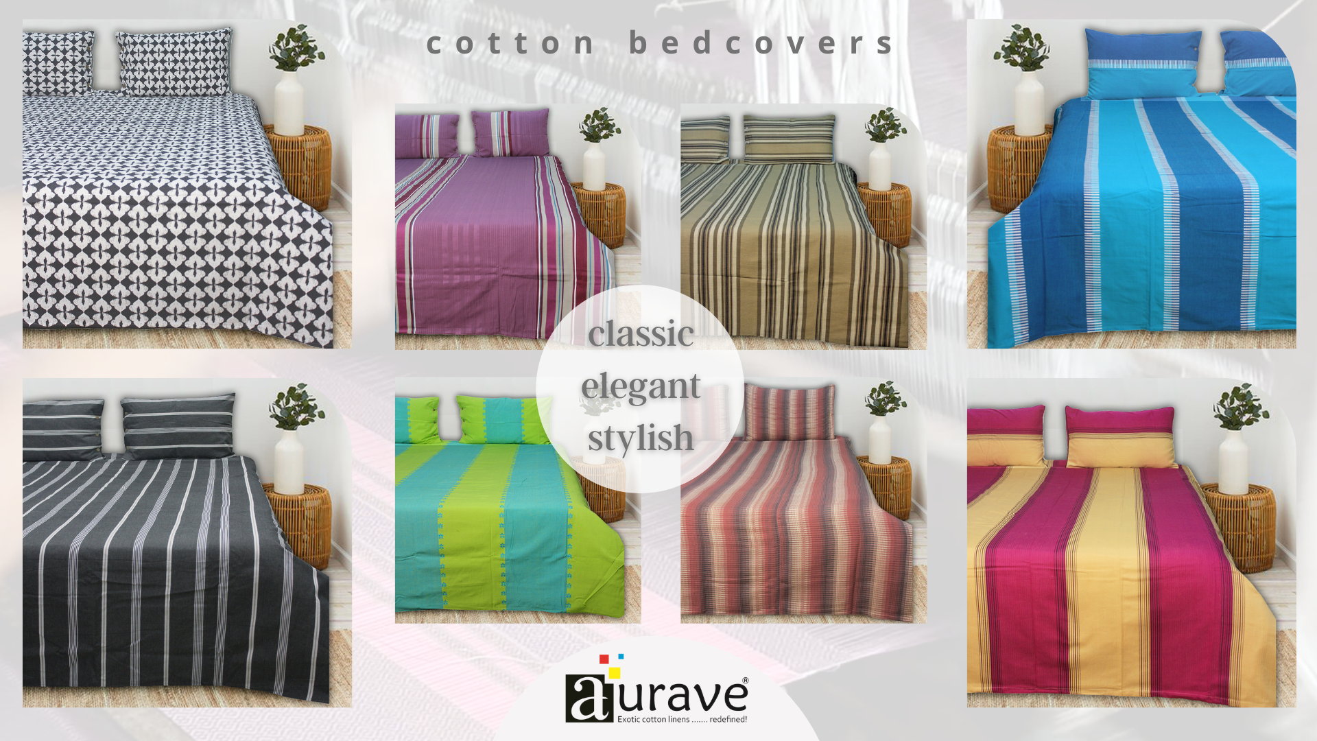 ALPHA Woven 100% Cotton Elegant Handloom Bed Cover fabric pattern 