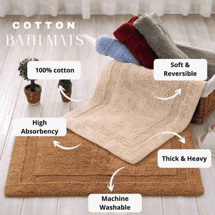 Non Slip Luxury Reversible Cotton Bathmat In Marine Blue Online At Best Prices