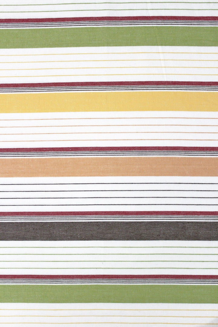 Soft Stripe Print Mercerised Woven Cotton Diwan Set(6 Pcs) online in India