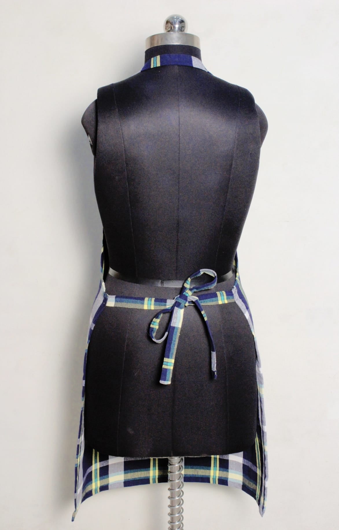 Alpha Navy Blue Check Cotton Kitchen Apron(1 Pc) online in India