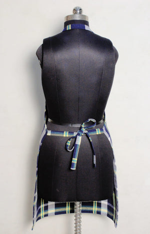 Alpha Navy Blue Check Cotton Kitchen Apron(1 Pc) online in India