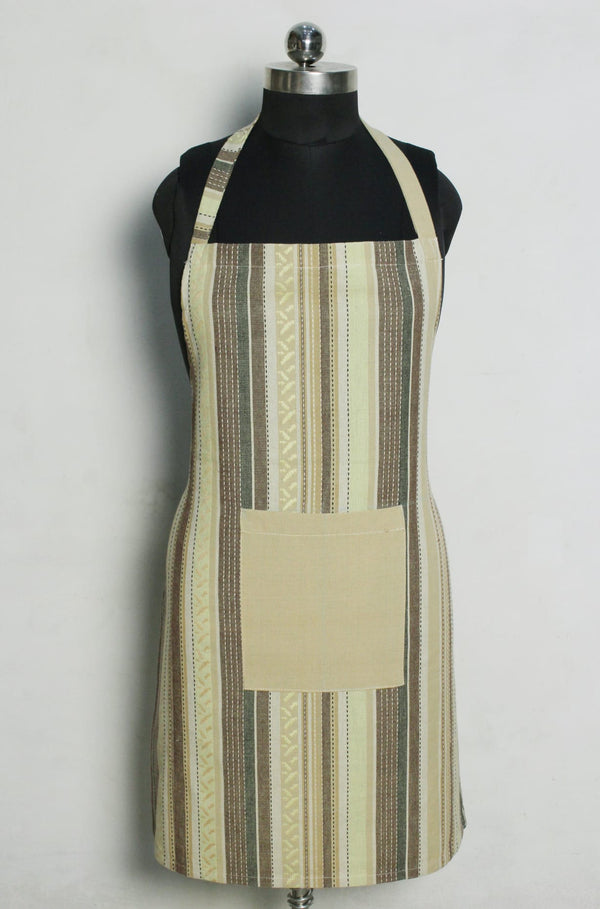 Alpha Green Stripe Cotton Kitchen Apron(1 Pc) online in India