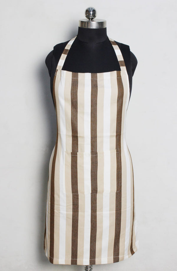 Alpha Brown Stripe Cotton Kitchen Apron(1 Pc) online in India
