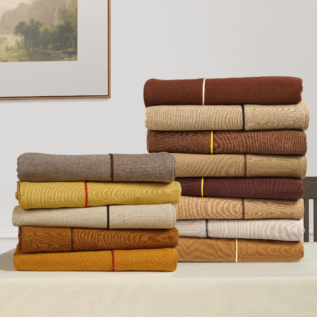 VIRGO Woven Cotton Plain Table Cover - Camel Brown