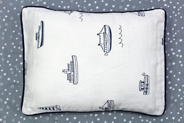 MELANGE 100% Cotton Baby Pillow Cover (with Pillow Insert), White