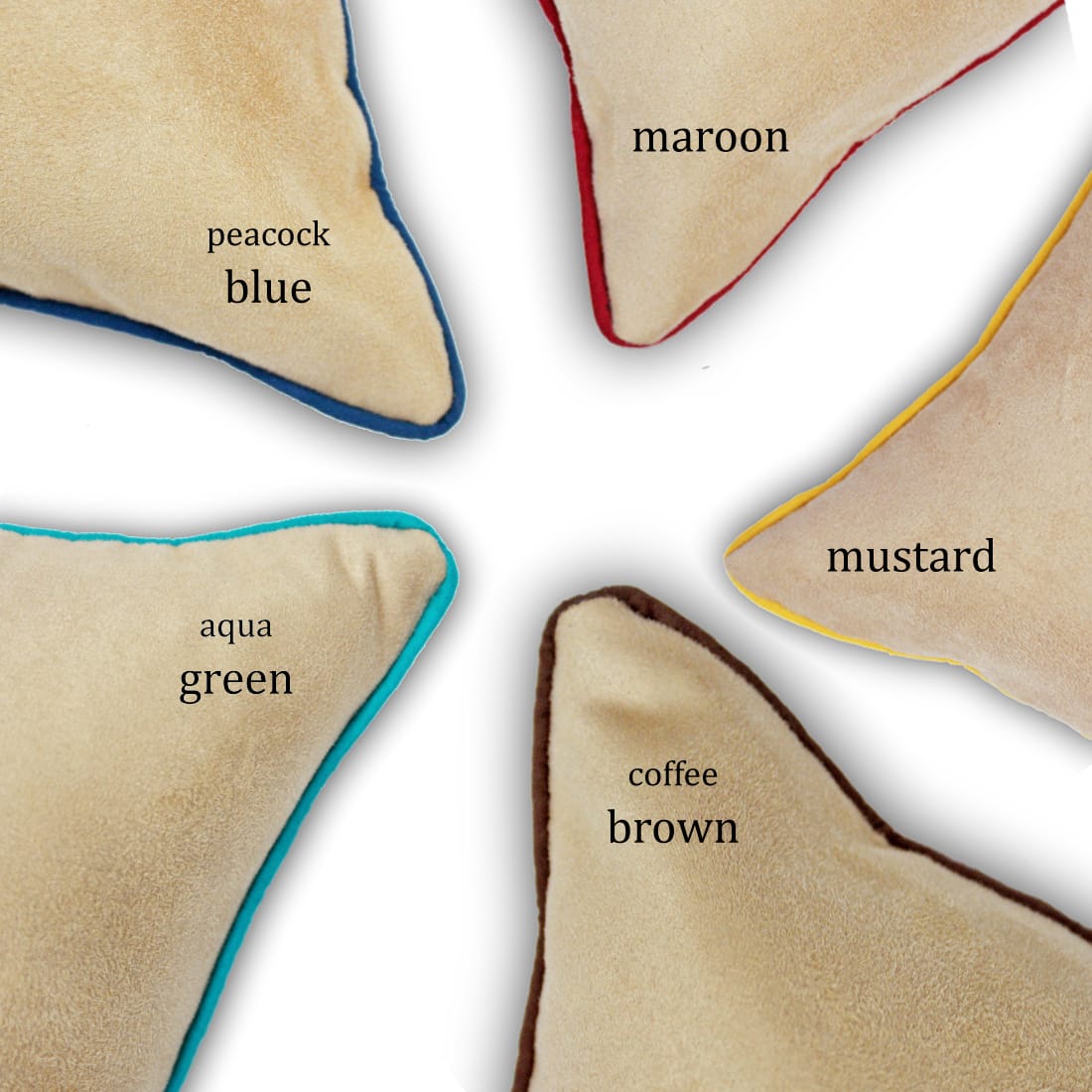 Soft Suede Velvet Cushion Cover Set in Beige online in India(5 Pcs)