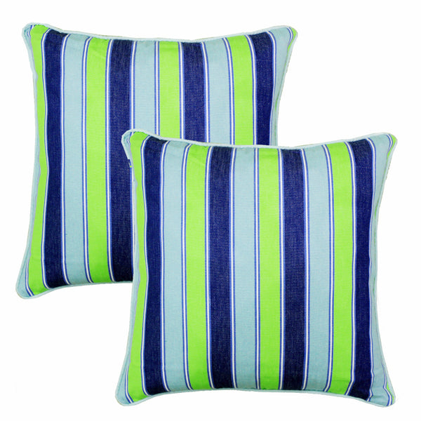 ALPHA Woven Cotton Stripes 2 Pcs Cushion Cover set - Blue