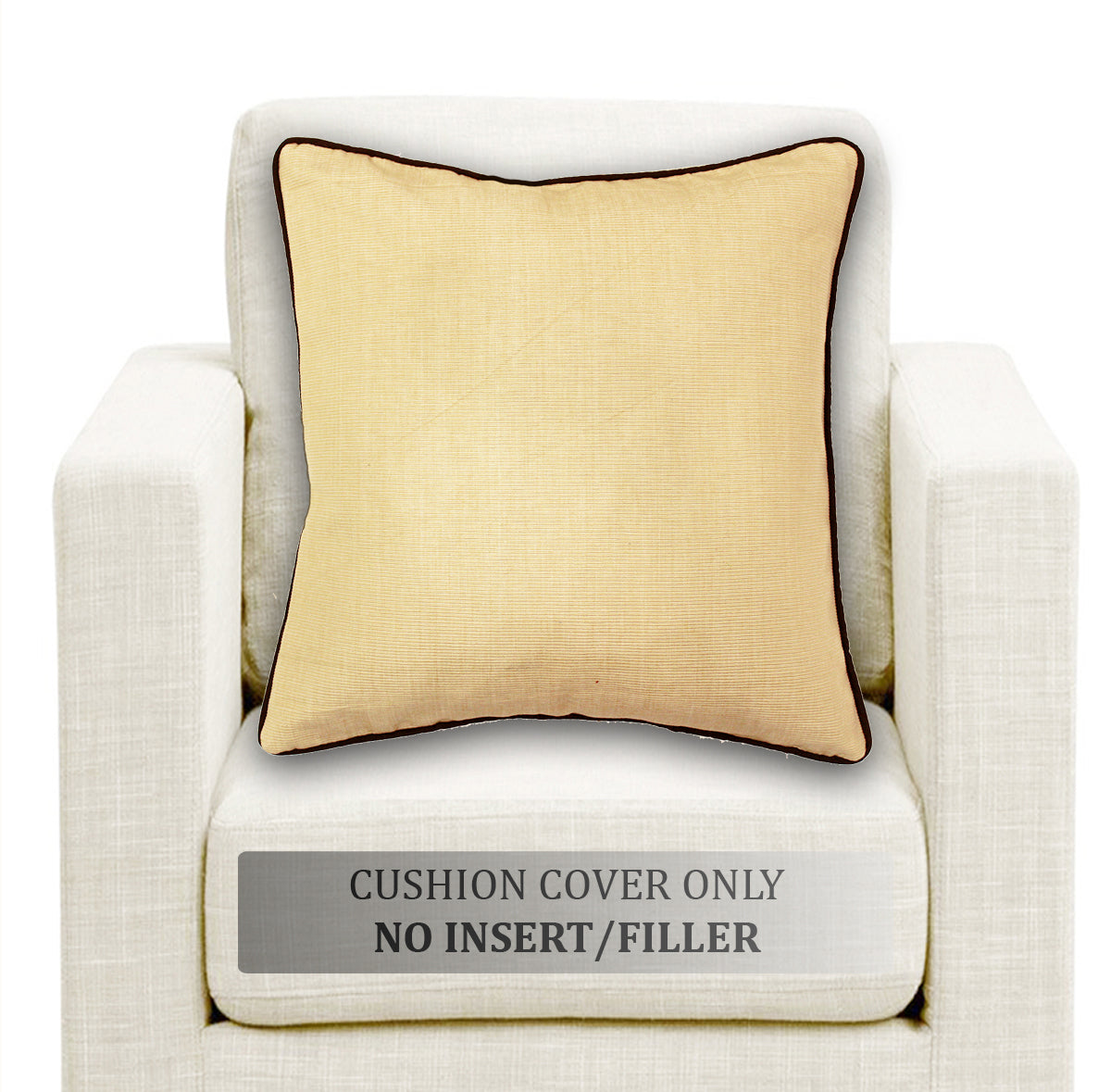 Soft Woven Corded Stripe Cotton Cushion Cover Set in Beige online (1Pc)