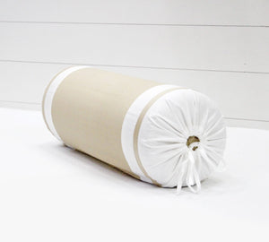 400 TC Luxurious Cotton Satin Bolster Cover Set in Beige -2Pcs