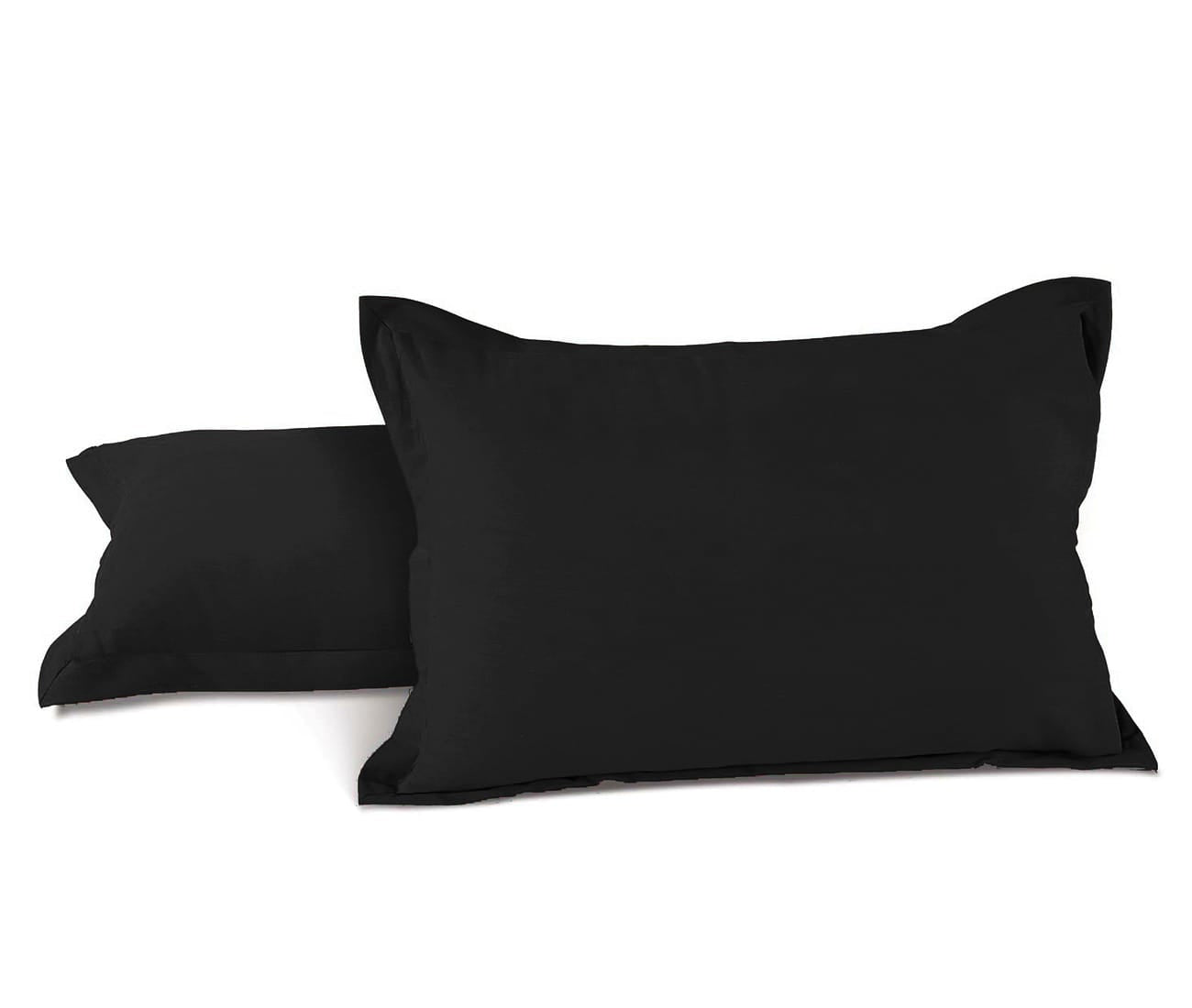 Soft 210 TC Plain Cotton Pillow Cover Set In Black Online In India(2 Pcs)