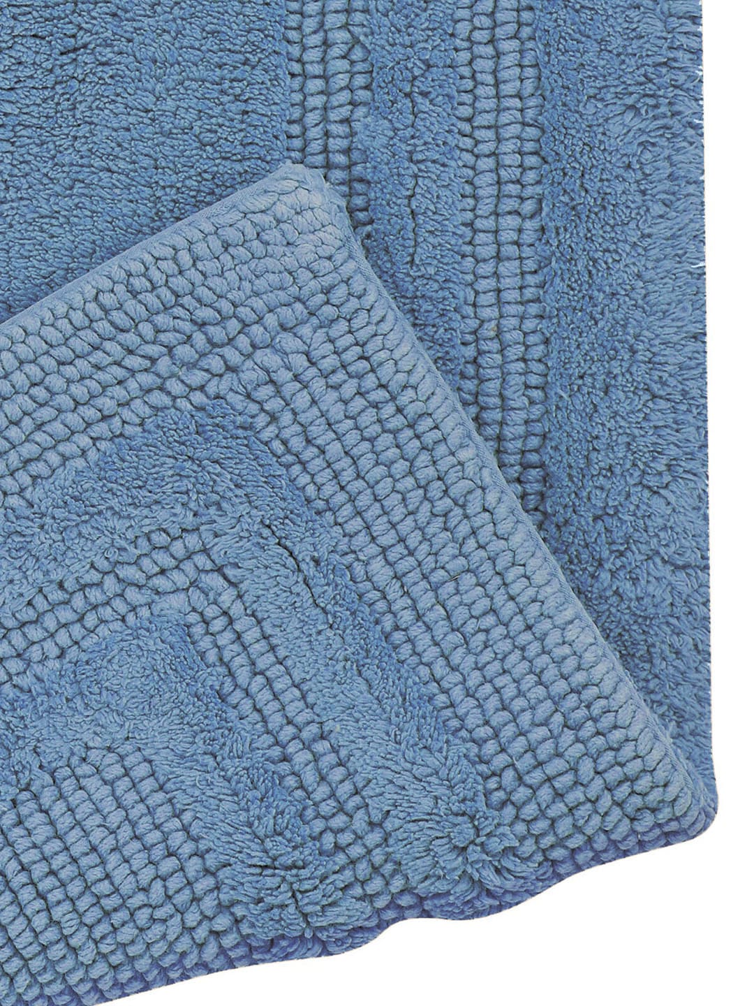 Non Slip Luxury Reversible Cotton Bathmat In Blue Online At Best Prices