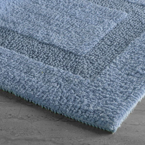 Non Slip Luxury Reversible Cotton Bathmat In Blue Online At Best Prices
