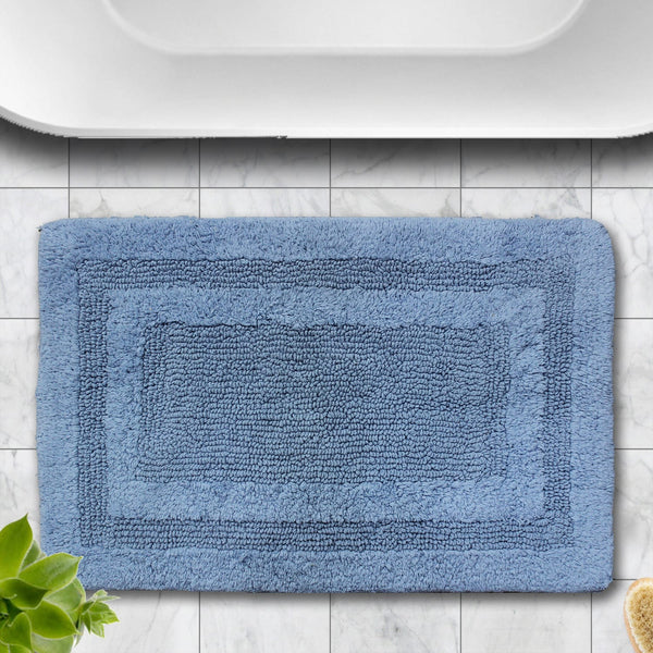 Non Slip Luxury Reversible Cotton Bathmat In Blue Online At Best Prices