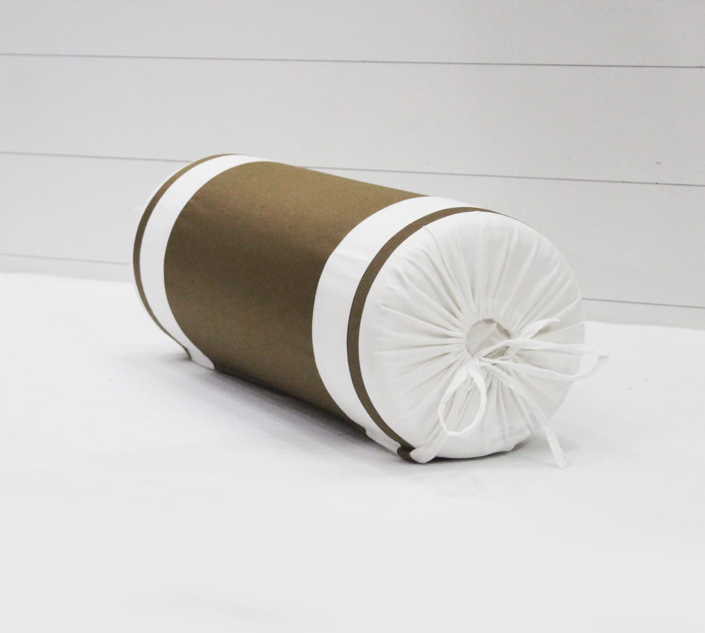400 TC Luxurious Cotton Satin Bolster Cover Set in Bronze -2Pcs