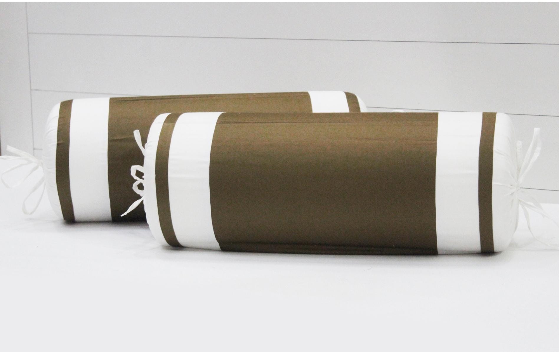 400 TC Luxurious Cotton Satin Bolster Cover Set in Bronze -2Pcs