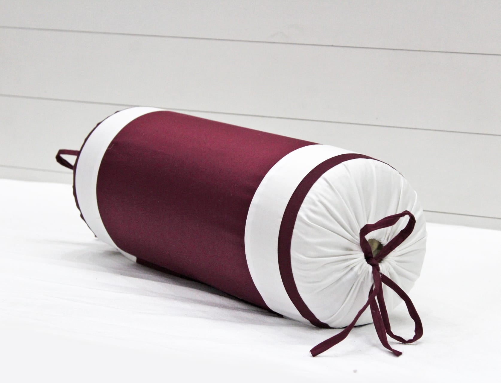 400 TC Luxurious Cotton Satin Bolster Cover Set in Burgundy -2Pcs
