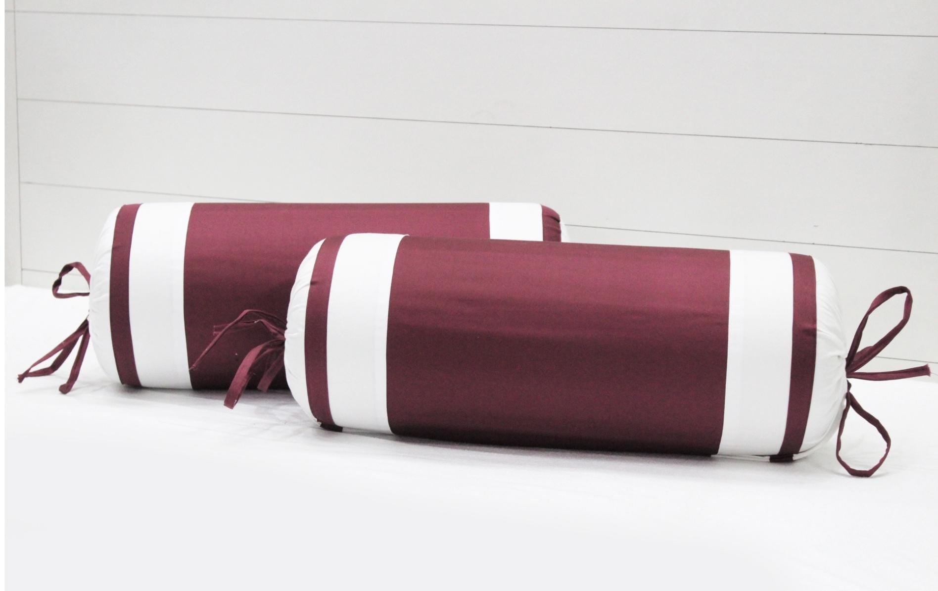 400 TC Luxurious Cotton Satin Bolster Cover Set in Burgundy -2Pcs