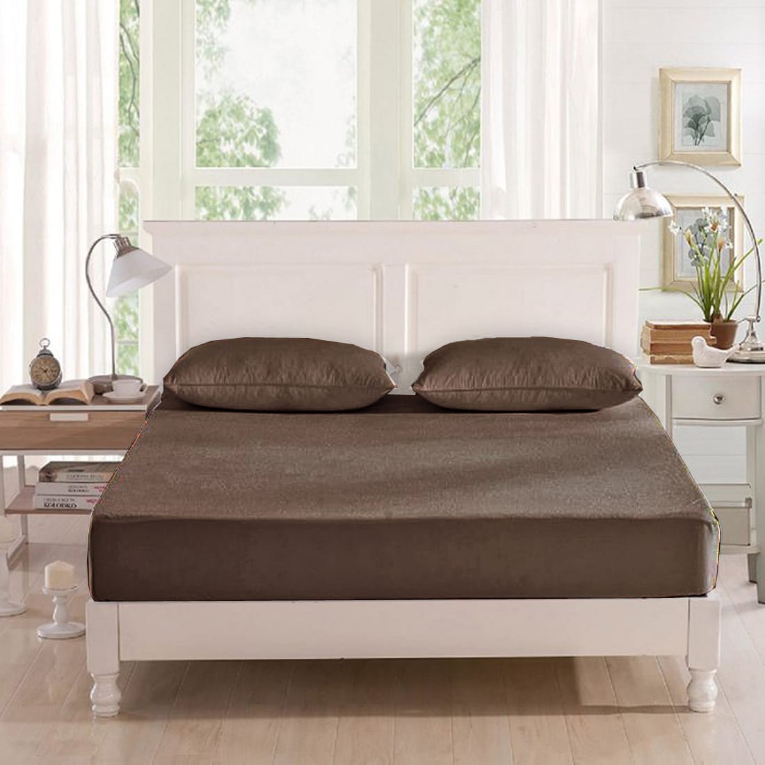Coffee Brown Water Proof Terry Mattress Protector online at best prices 