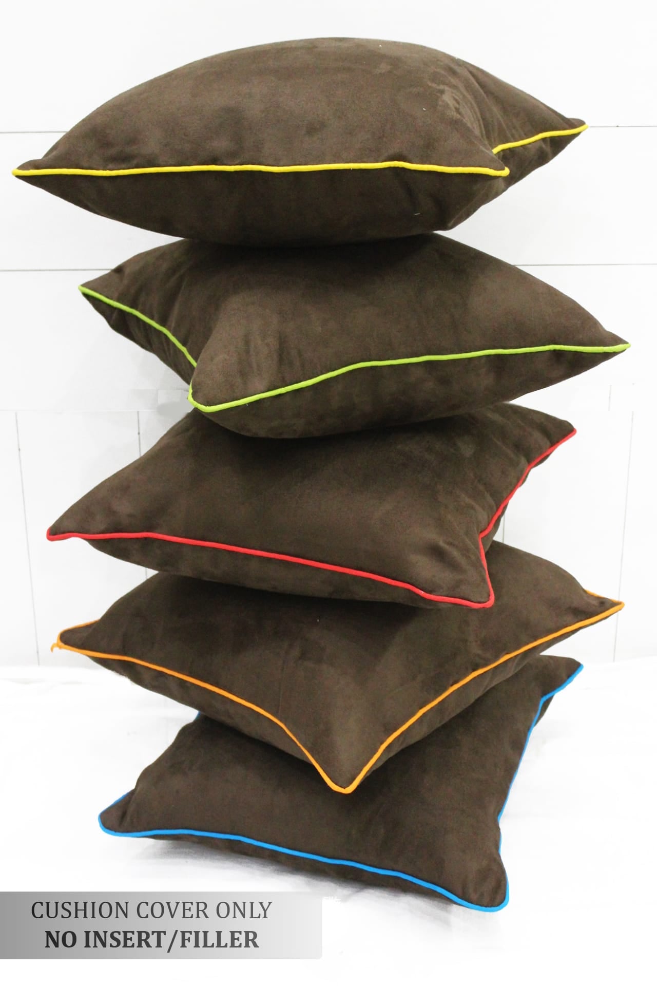 Soft Suede Velvet Cushion Cover Set in Brown online in India(5 Pcs)