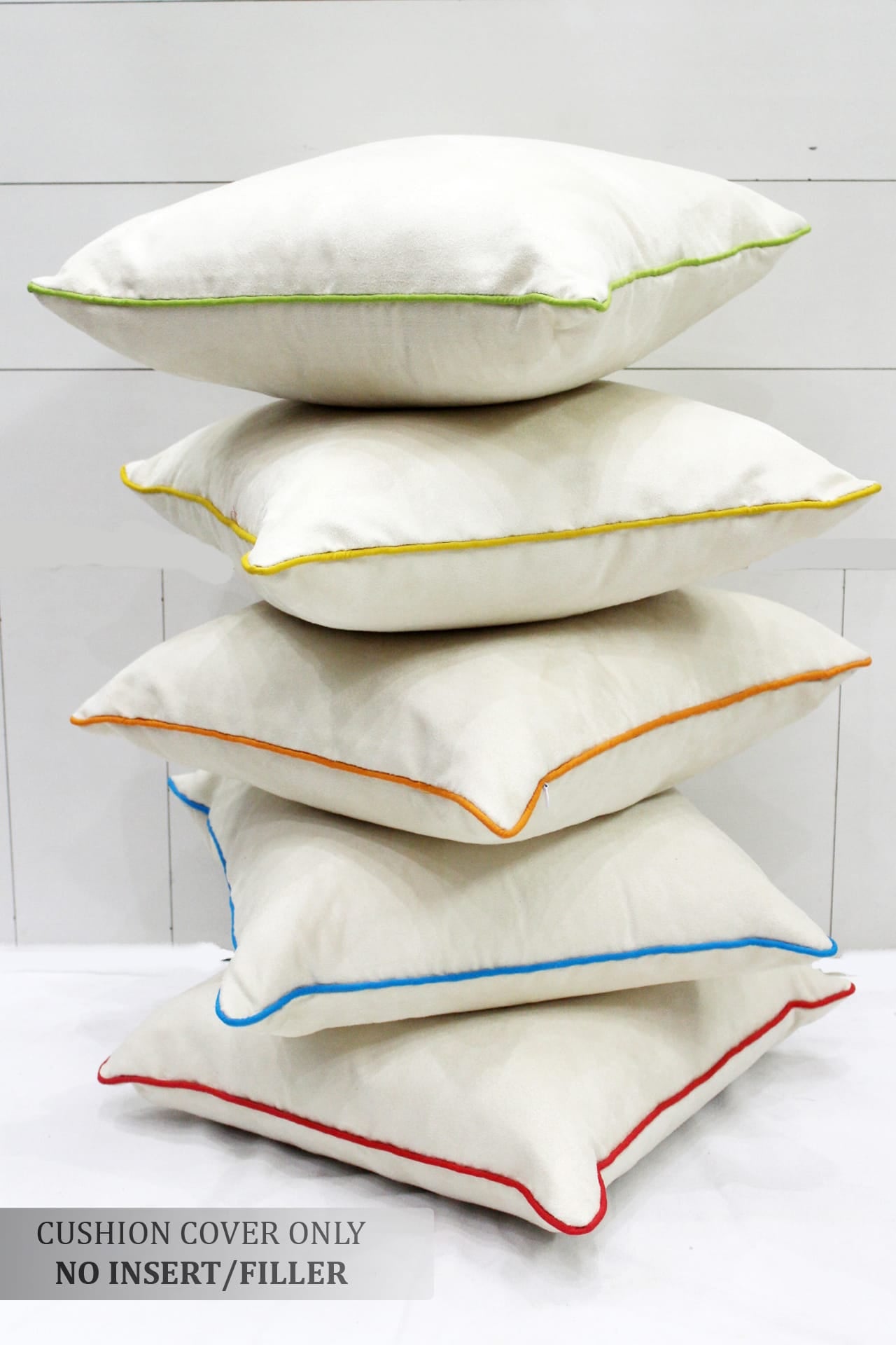 Soft Suede Velvet Cushion Cover Set in Cream online in India(5 Pcs)