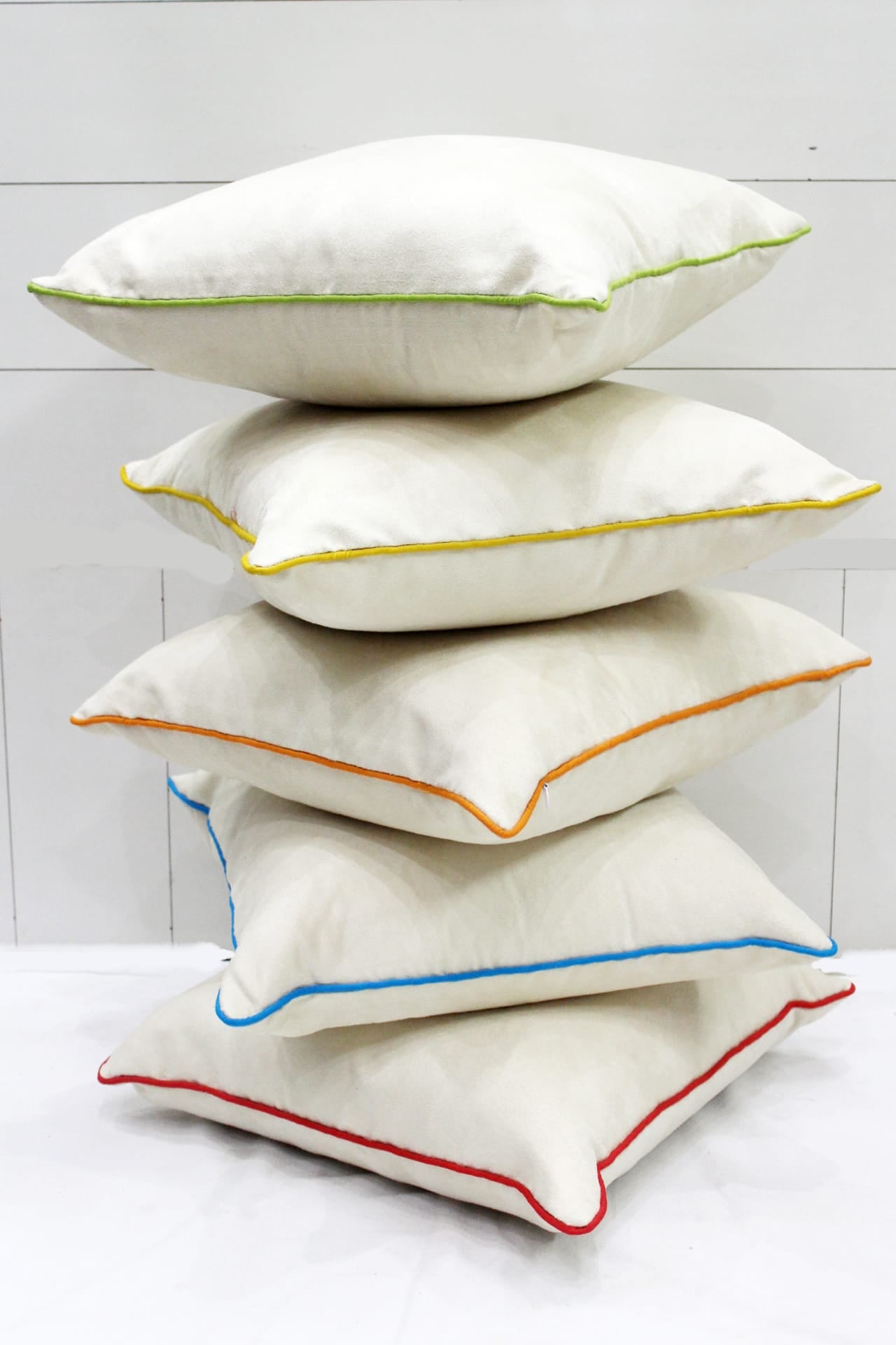 Soft Suede Velvet Cushion Cover Set in Cream online in India(5 Pcs)