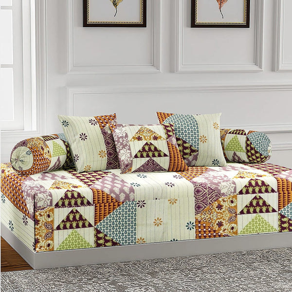 Printed Handloom Cotton Flare 6 Pcs Diwan Set